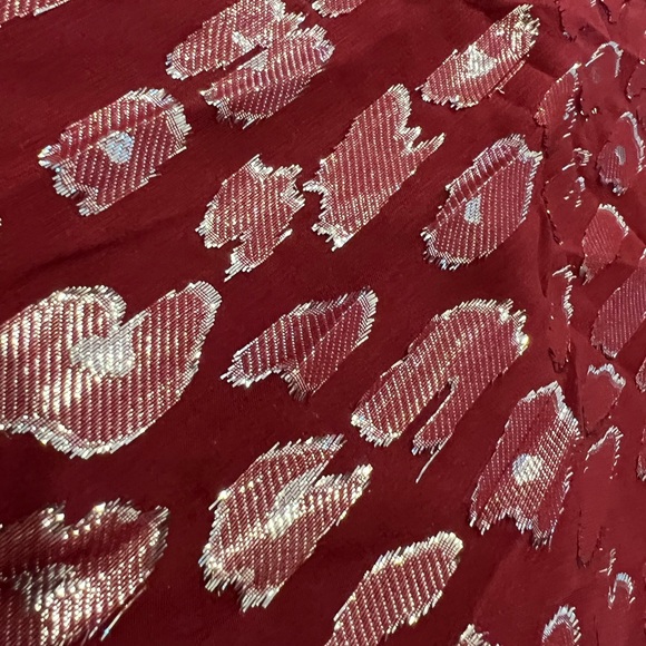 Veronica Beard Benton Maroon Silk Metallic Blouse - Picture 10 of 11